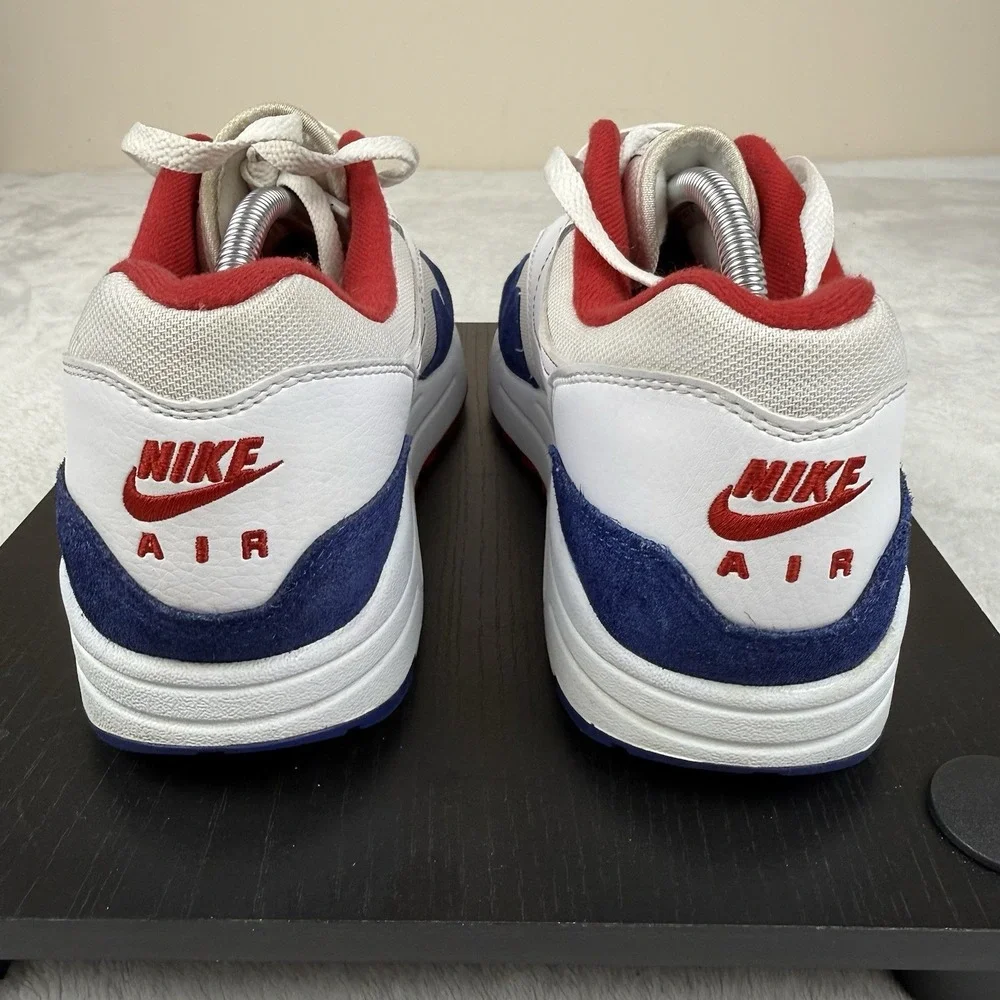 Nike Air Max 1 White Red Blue USA‎ (CJ9927-100) Men's 10.5 M Suede Mesh Leather